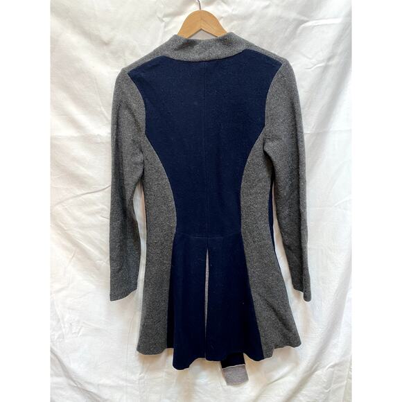 Anthropologie S grey navy wool tie front cardigan - Picture 4 of 6